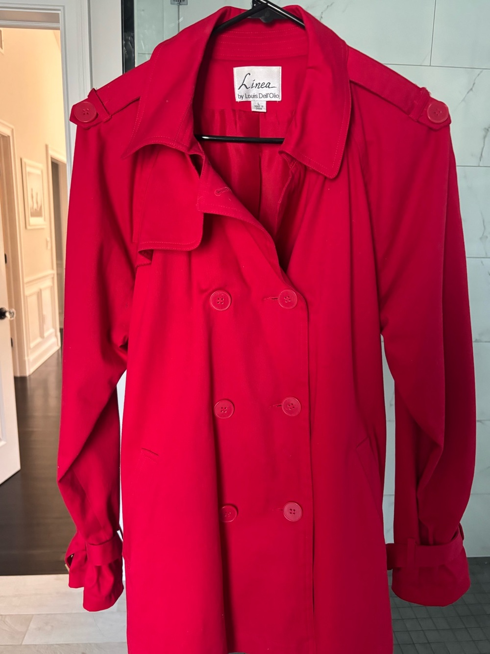 Linea by Louis Dell'Olio Gorgeous Red Double-Breasted Trench Coat